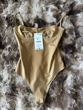 Zara Nude Tan Bustier Bodysuit